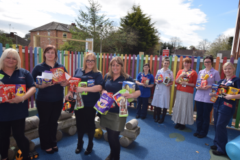 Basket load of Easter Eggs donated to Children’s ward